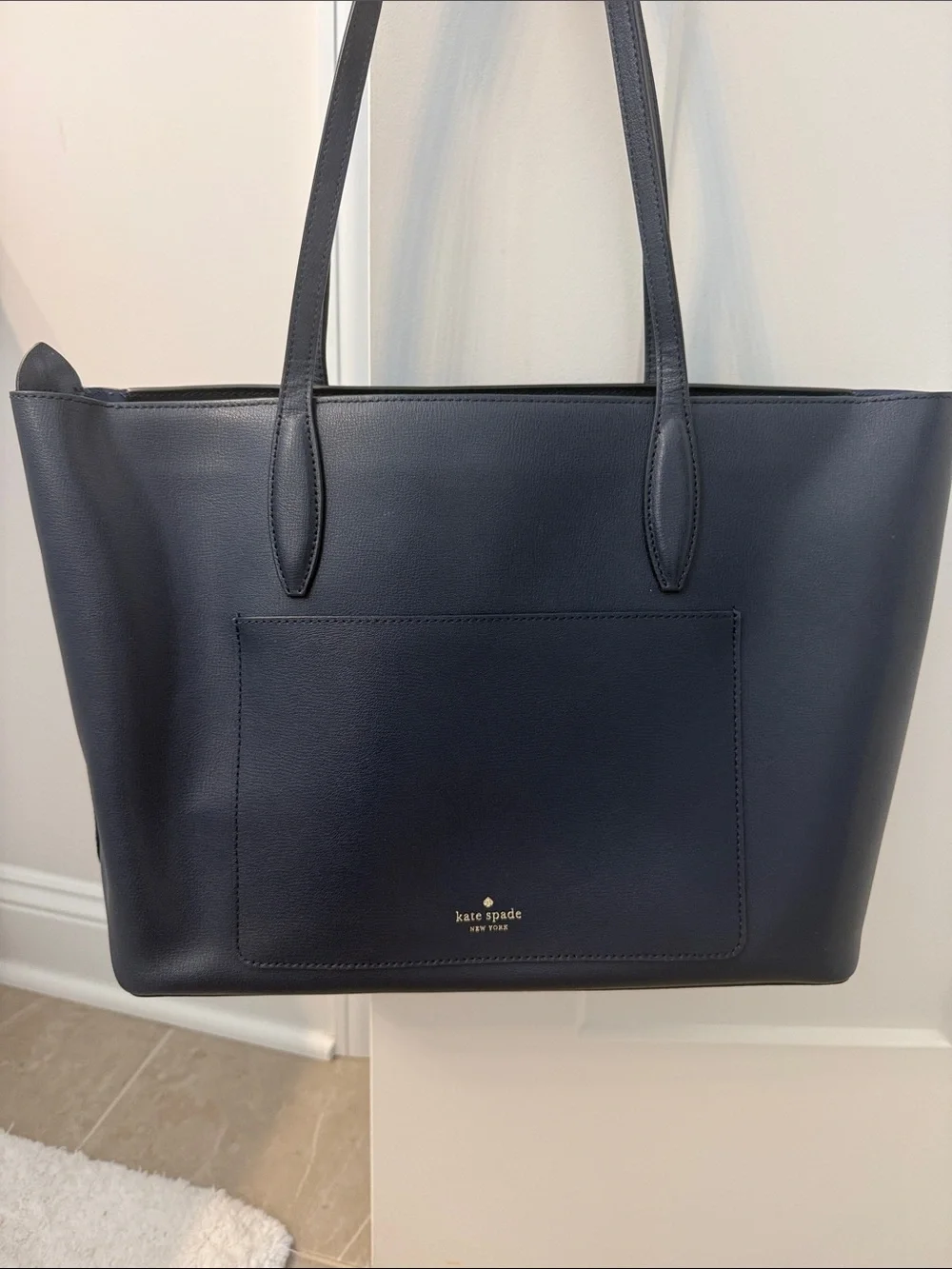 kate spade Navy Leather Tote with Spade Charm